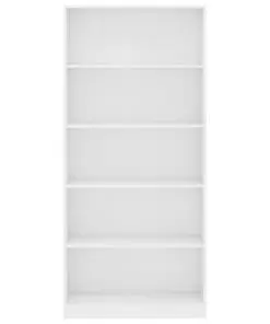 vidaXL 5-Tier Book Cabinet White 80x24x175 cm Chipboard