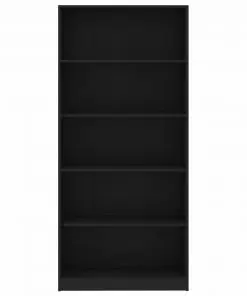 vidaXL 5-Tier Book Cabinet Black 80x24x175 cm Chipboard