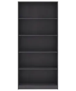 vidaXL 5-Tier Book Cabinet Grey 80x24x175 cm Chipboard