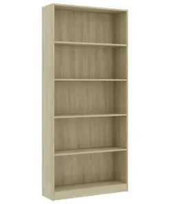 vidaXL 5-Tier Book Cabinet Sonoma Oak 80x24x175 cm Chipboard