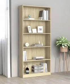 vidaXL 5-Tier Book Cabinet Sonoma Oak 80x24x175 cm Chipboard