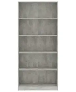 vidaXL 5-Tier Book Cabinet Concrete Grey 80x24x175 cm Chipboard