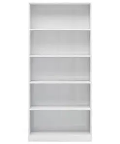 vidaXL 5-Tier Book Cabinet High Gloss White 80x24x175 cm Chipboard