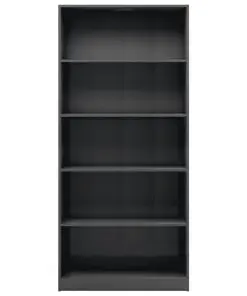 vidaXL 5-Tier Book Cabinet High Gloss Grey 80x24x175 cm Chipboard