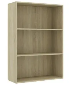 vidaXL 3-Tier Book Cabinet Sonoma Oak 80x30x114 cm Chipboard