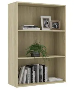 vidaXL 3-Tier Book Cabinet Sonoma Oak 80x30x114 cm Chipboard