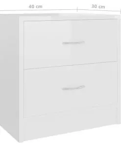 vidaXL Bedside Cabinet High Gloss White 40x30x40 cm Chipboard