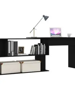 vidaXL Corner Desk Black 200x50x76 cm Chipboard