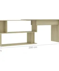 vidaXL Corner Desk Sonoma Oak 200x50x76 cm Chipboard
