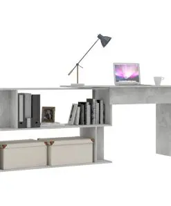 vidaXL Corner Desk Concrete Grey 200x50x76 cm Chipboard
