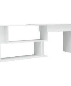 vidaXL Corner Desk High Gloss White 200x50x76 cm Chipboard