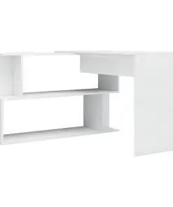 vidaXL Corner Desk High Gloss White 200x50x76 cm Chipboard