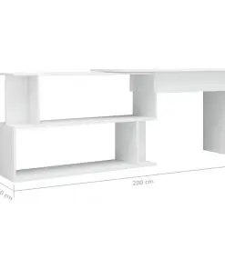 vidaXL Corner Desk High Gloss White 200x50x76 cm Chipboard