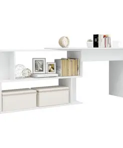 vidaXL Corner Desk High Gloss White 200x50x76 cm Chipboard