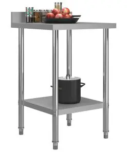vidaXL Kitchen Work Table with Backsplash 60x60x93 cm Stainless Steel