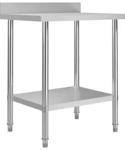vidaXL Kitchen Work Table with Backsplash 80x60x93 cm Stainless Steel