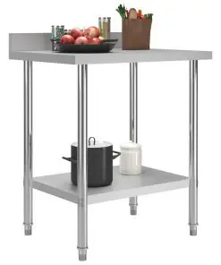 vidaXL Kitchen Work Table with Backsplash 80x60x93 cm Stainless Steel