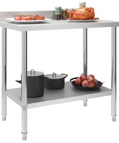 vidaXL Kitchen Work Table with Backsplash 100x60x93 cm Stainless Steel