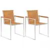 vidaXL Garden Chairs 2 pcs Solid Acacia Wood and Stainless Steel