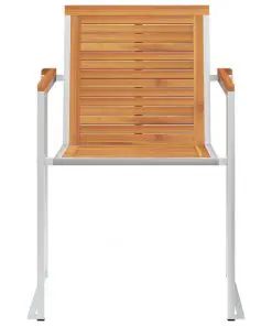 vidaXL Garden Chairs 2 pcs Solid Acacia Wood and Stainless Steel