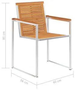 vidaXL Garden Chairs 2 pcs Solid Acacia Wood and Stainless Steel