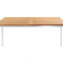 vidaXL Garden Dining Table 150x150x75 cm Solid Acacia Wood and Stainless Steel