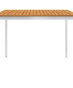 vidaXL Garden Dining Table 200x100x75 cm Solid Acacia Wood and Stainless Steel