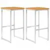 vidaXL Bar Stools 2 pcs Solid Acacia Wood and Stainless Steel vidaXL Bar Stools 2 pcs Solid Acacia Wood and Stainless Steel