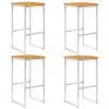 vidaXL Bar Stools 4 pcs Solid Acacia Wood and Stainless Steel
