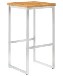 vidaXL Bar Stools 4 pcs Solid Acacia Wood and Stainless Steel