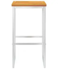 vidaXL Bar Stools 4 pcs Solid Acacia Wood and Stainless Steel