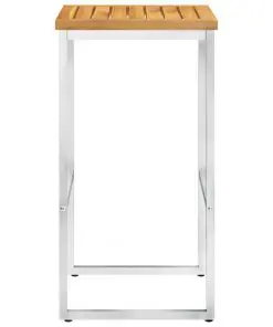 vidaXL Bar Stools 4 pcs Solid Acacia Wood and Stainless Steel