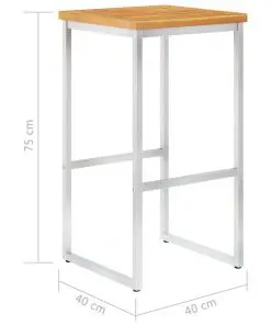 vidaXL Bar Stools 4 pcs Solid Acacia Wood and Stainless Steel