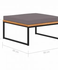 vidaXL Footrest with Cushion 66x66x36 cm Solid Acacia Wood Dark Grey