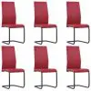 vidaXL Cantilever Dining Chairs 6 pcs Red Faux Leather vidaXL Cantilever Dining Chairs 6 pcs Red Faux Leather