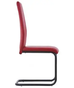 vidaXL Cantilever Dining Chairs 6 pcs Red Faux Leather