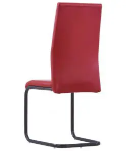 vidaXL Cantilever Dining Chairs 6 pcs Red Faux Leather