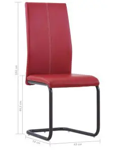 vidaXL Cantilever Dining Chairs 6 pcs Red Faux Leather