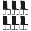vidaXL Cantilever Dining Chairs 6 pcs Black Fabric