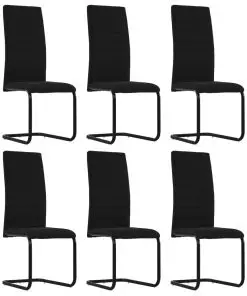 vidaXL Cantilever Dining Chairs 6 pcs Black Fabric