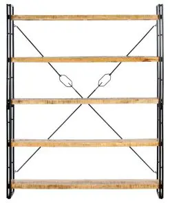 vidaXL 5-Tier Bookcase 140x30x180 cm Solid Mango Wood