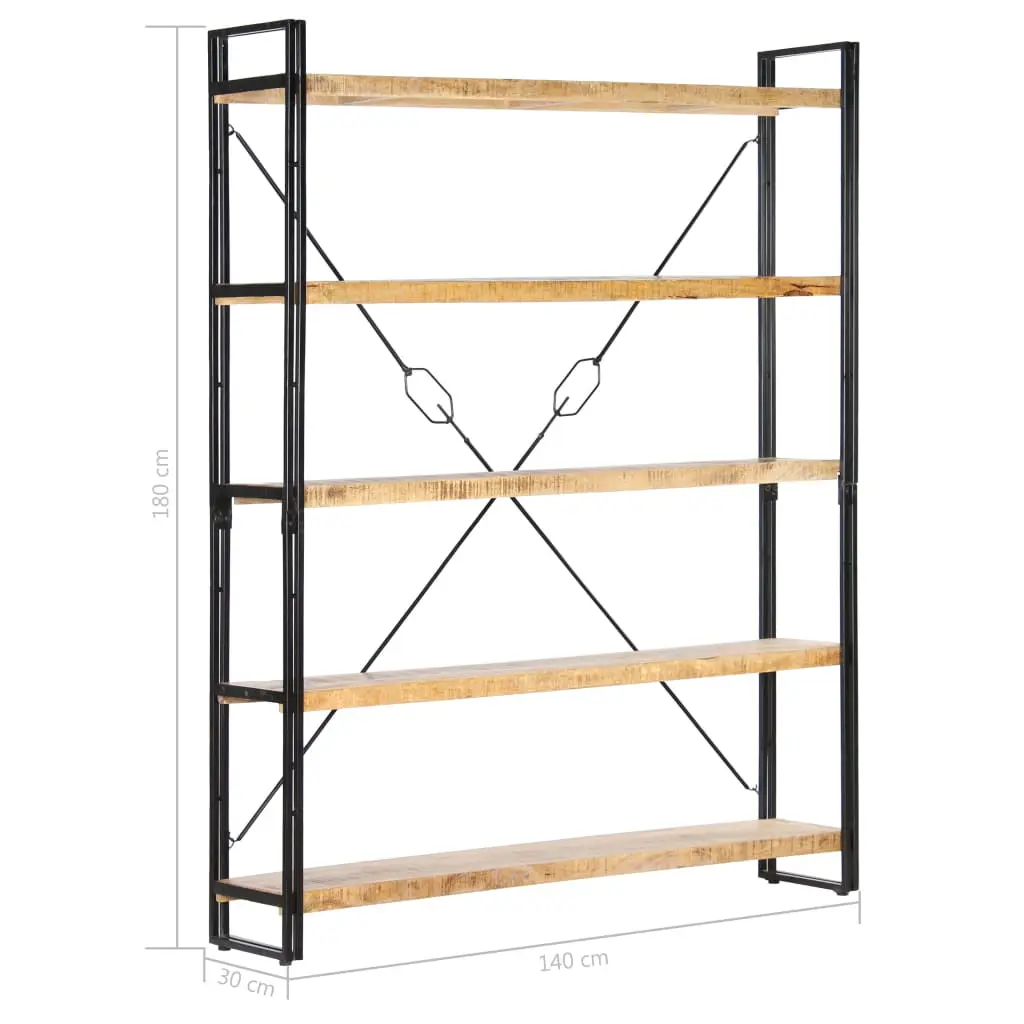 vidaXL 5-Tier Bookcase 140x30x180 cm Solid Mango Wood