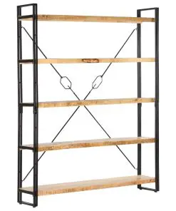 vidaXL 5-Tier Bookcase 140x30x180 cm Solid Mango Wood