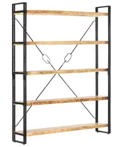 vidaXL 5-Tier Bookcase 140x30x180 cm Solid Mango Wood