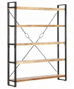 vidaXL 5-Tier Bookcase 140x30x180 cm Solid Mango Wood