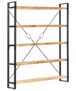 vidaXL 5-Tier Bookcase 140x30x180 cm Solid Mango Wood