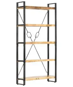 vidaXL 5-Tier Bookcase 90x30x180 cm Solid Mango Wood