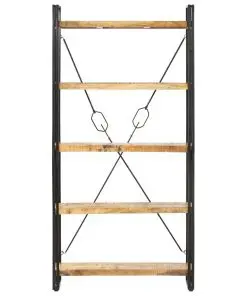 vidaXL 5-Tier Bookcase 90x30x180 cm Solid Mango Wood