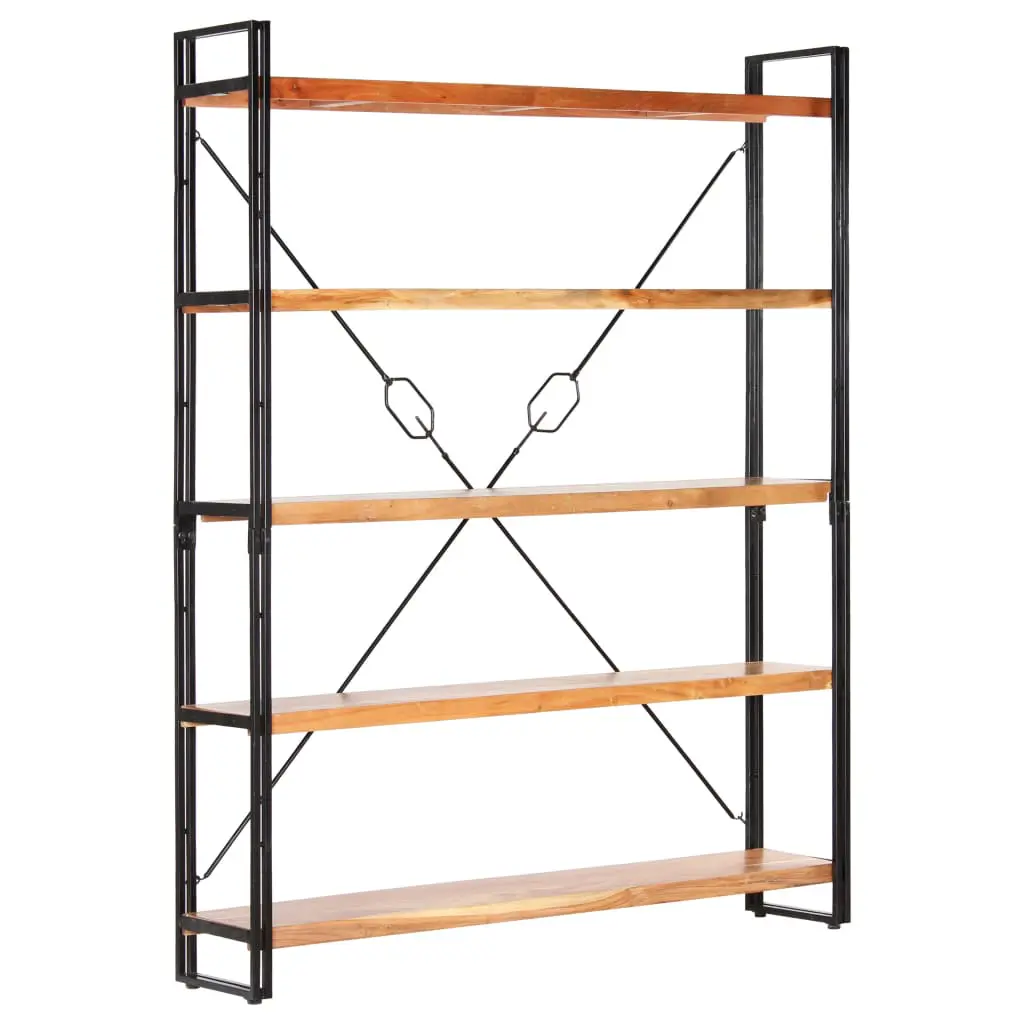 vidaXL 5-Tier Bookcase 140x30x180 cm Solid Acacia Wood