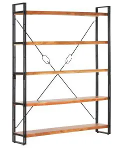 vidaXL 5-Tier Bookcase 140x30x180 cm Solid Acacia Wood
